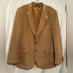 MENS 46L JORDACHE TAN CORDUROY 2 BUTTON SPLIT BACK SPORT COAT BLAZER